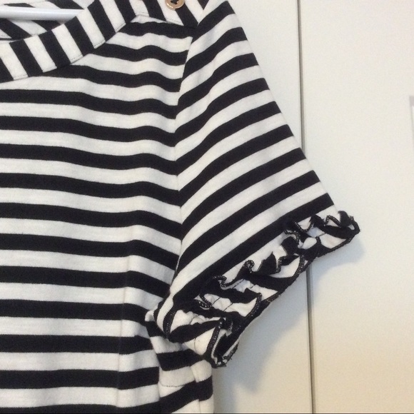 Talbots Navy Blue and White Striped Dress - L - Picture 3 of 10